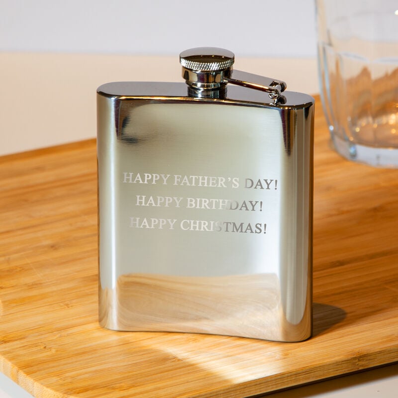 Mullingar Pewter 4Oz Hip Flask With Trinity Design And Dad Text